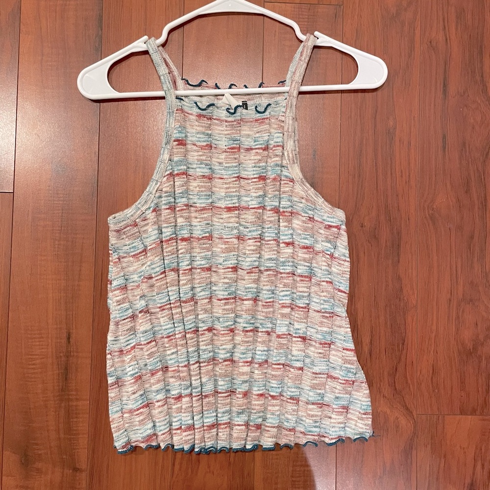 Anthropologie ruffled cropped tank top